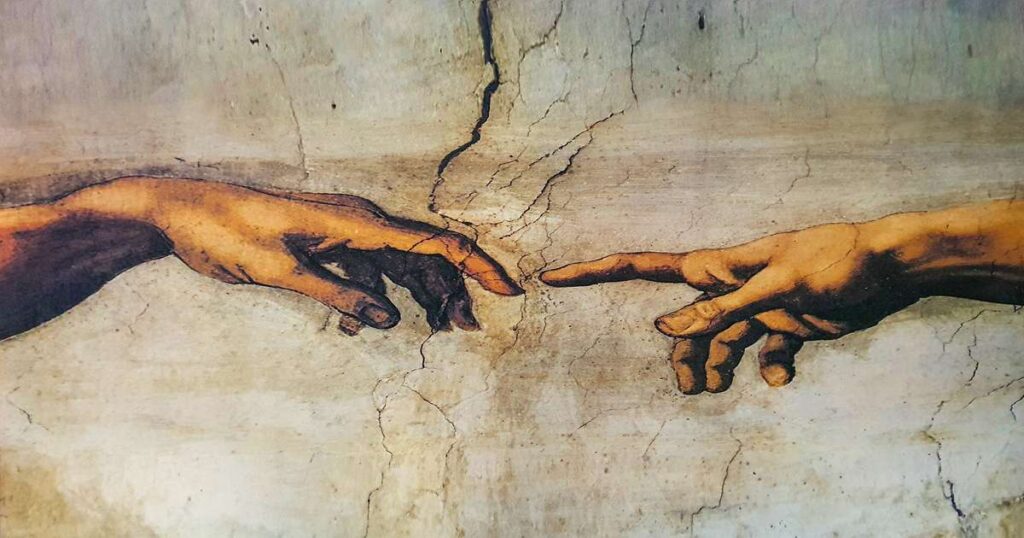 Rome Italy creation of Adam by Michelangelo.